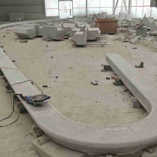 盐城 芝麻白花岗岩弧形花坛石，坐凳石