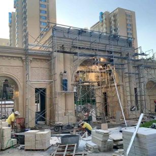 盐城 黄金麻荔枝面花岗岩小区门楼外墙干挂