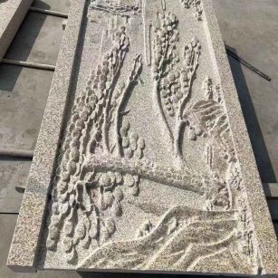 盐城 黄金麻雕刻板浮雕迎客松