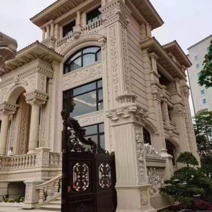 盐城 黄金麻花岗岩别墅外墙干挂效果展示