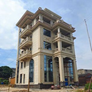 盐城 黄金麻花岗岩石材别墅外墙干挂搭配（雕花栏杆花瓶柱门楼罗马柱）