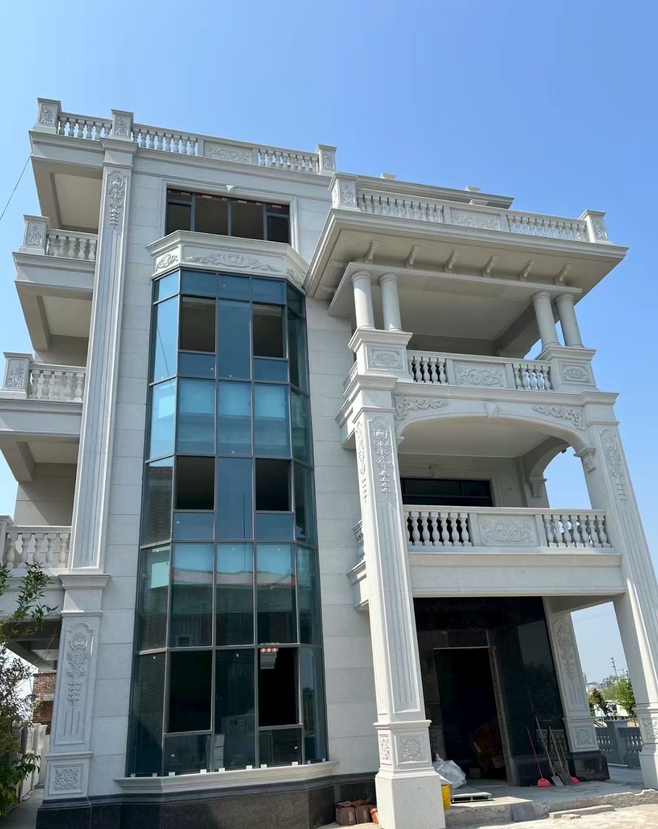 盐城 白麻花岗岩别墅外墙干挂效果展示