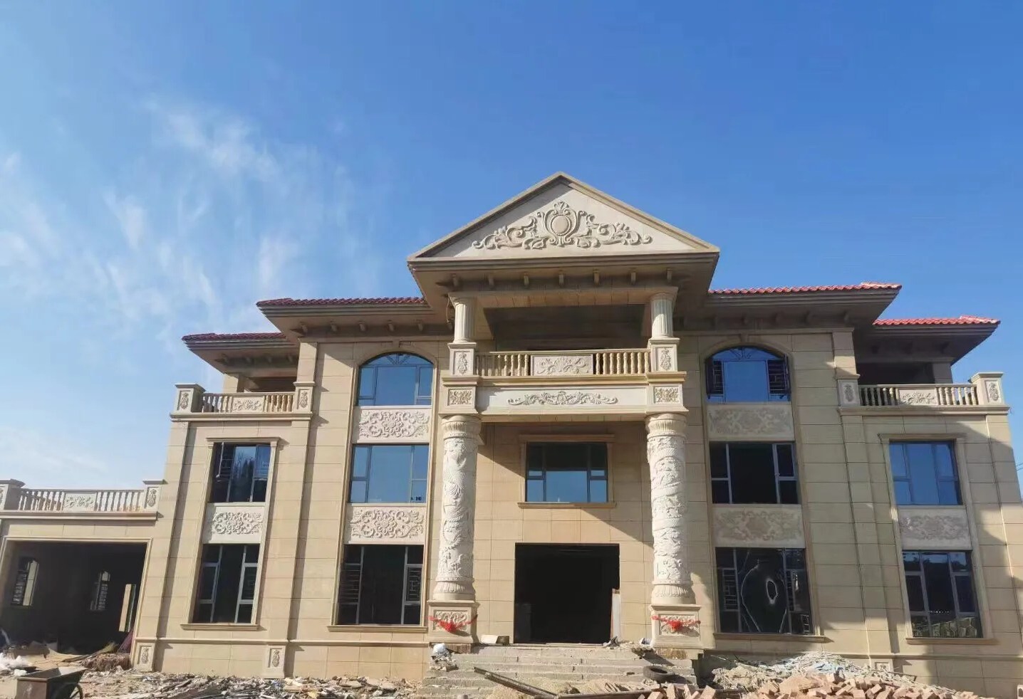 盐城 黄金麻花岗岩别墅外墙干挂